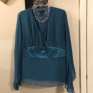 Gorgeous Teal Spenser Jeremy Beaded Top